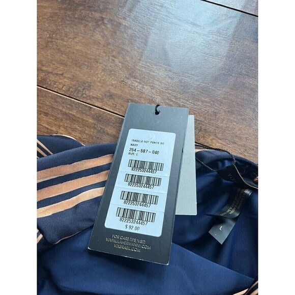 VIX Paula Hermanny Isabela Hot Pant Striped Navy Swim Bikini Bottom Womens L NWT - Picture 5 of 5